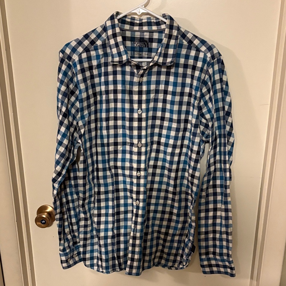 The North Face Blue and White Checkered Shirt